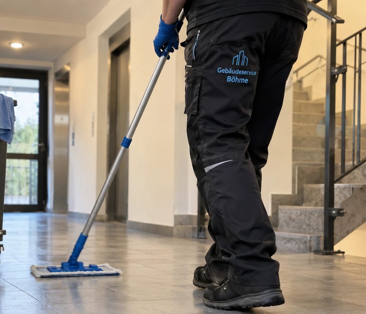 Reinigung eines Treppenhauses durch Gebäudeservice Böhme
